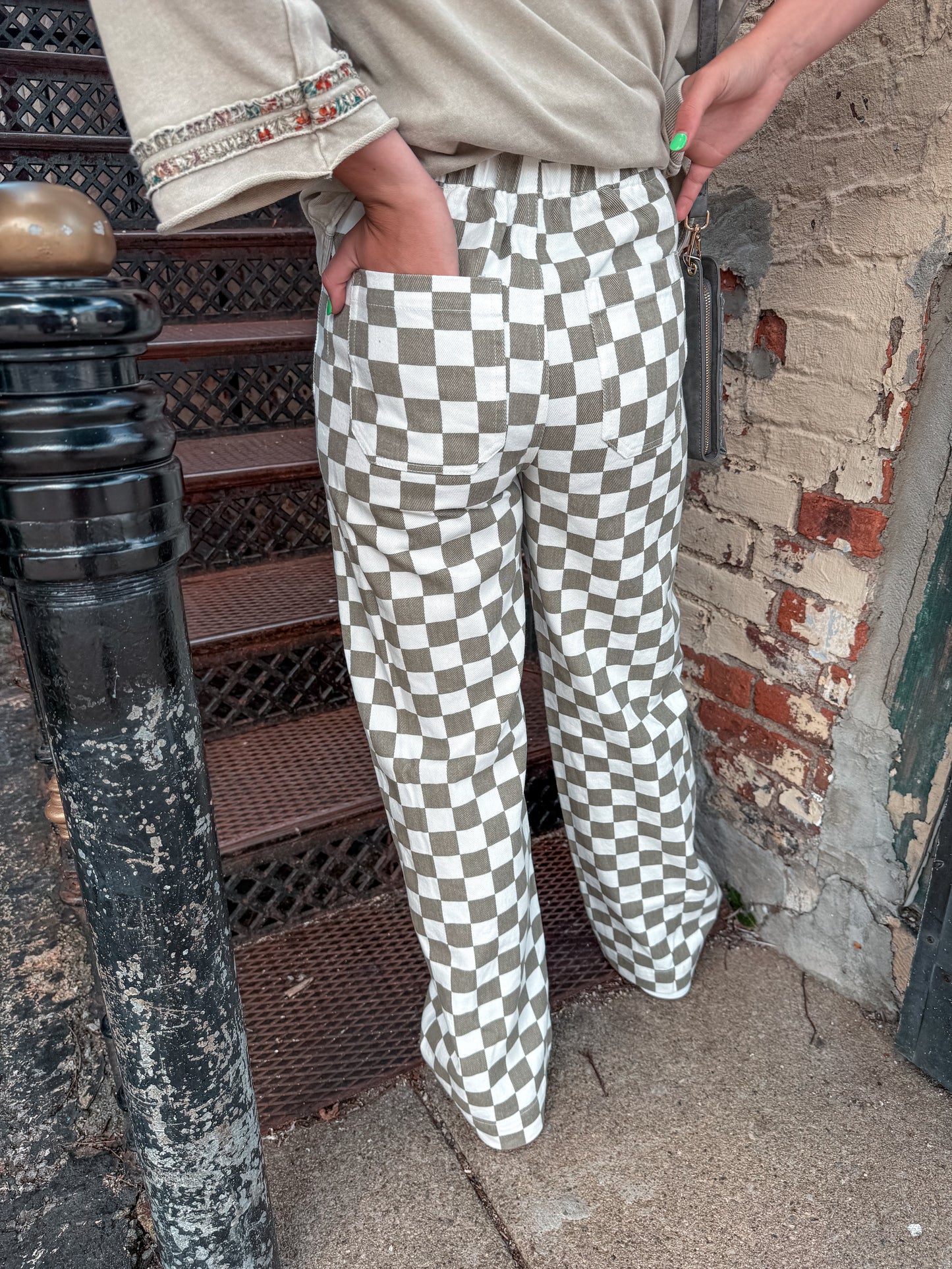 Sage Checkered pants