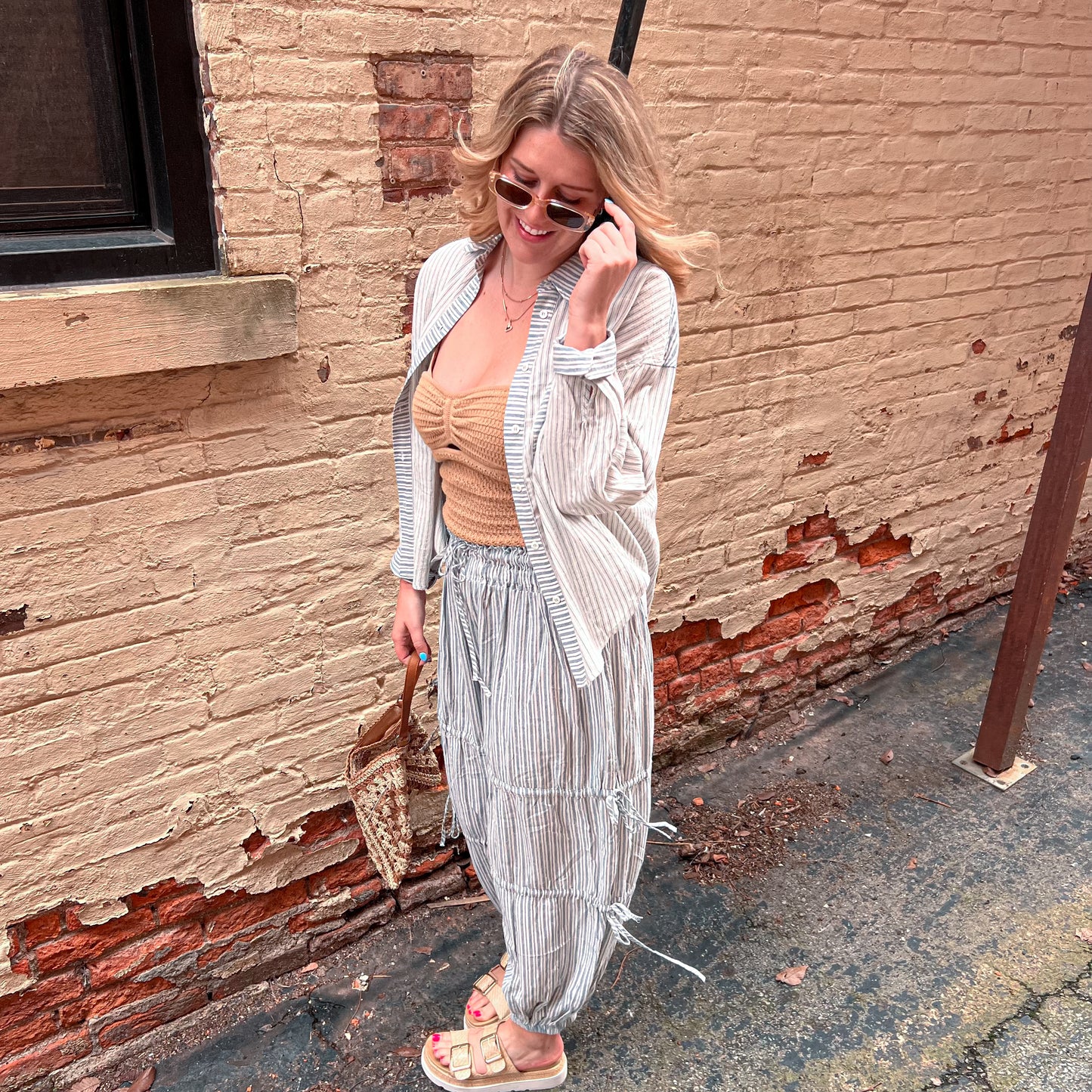 Saylor Stipe Balloon Jogger Pant