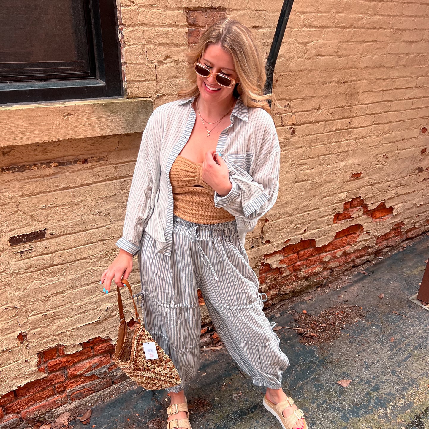 Saylor Stipe Balloon Jogger Pant