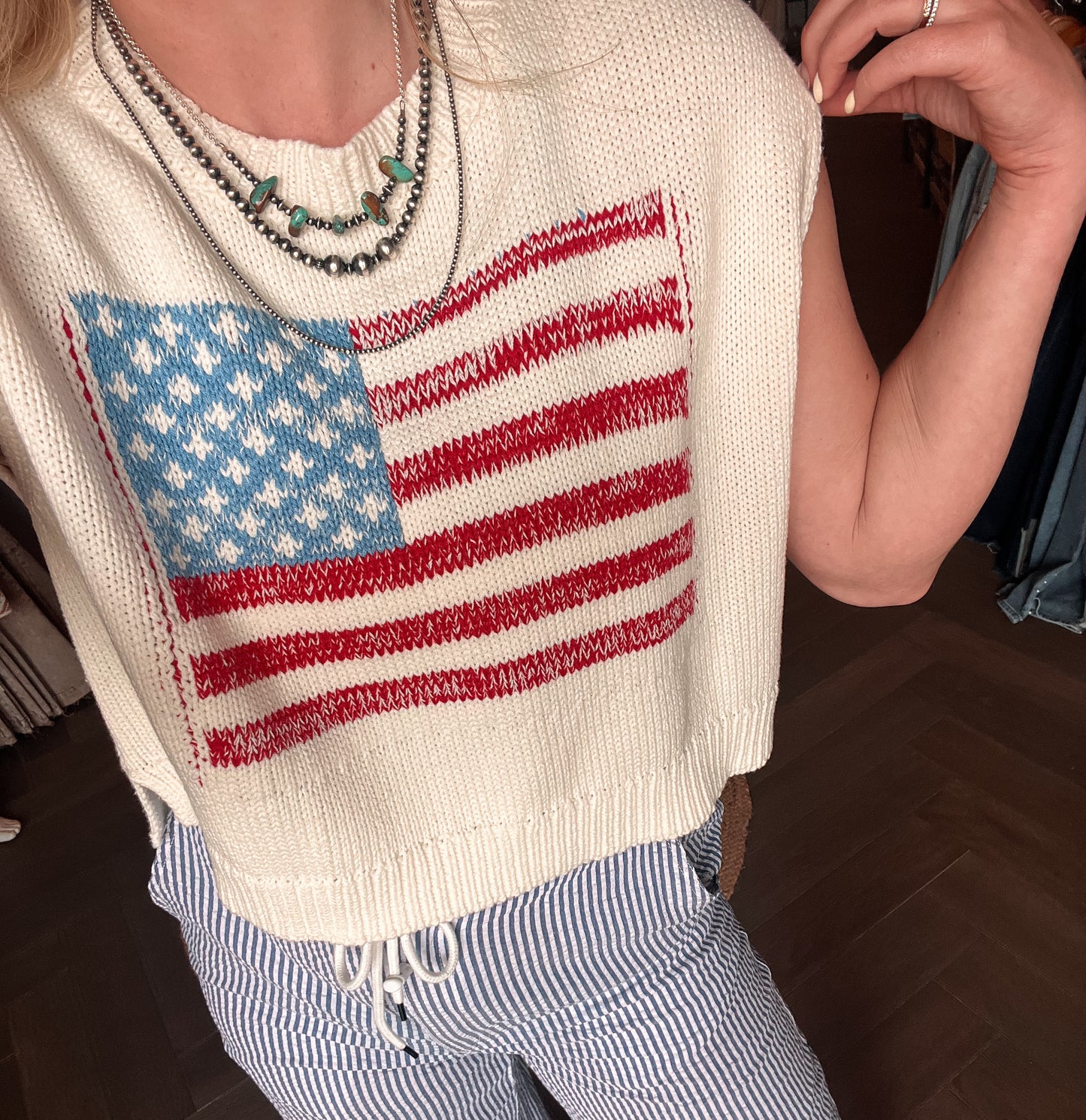 American Flag Pullover