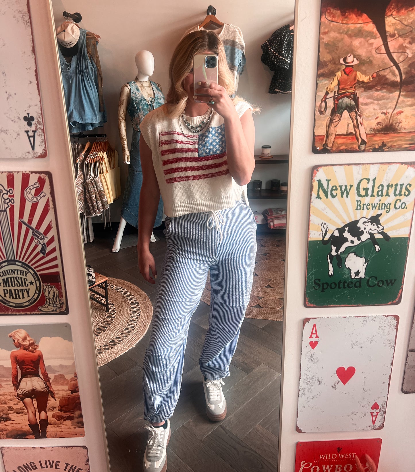 American Flag Pullover