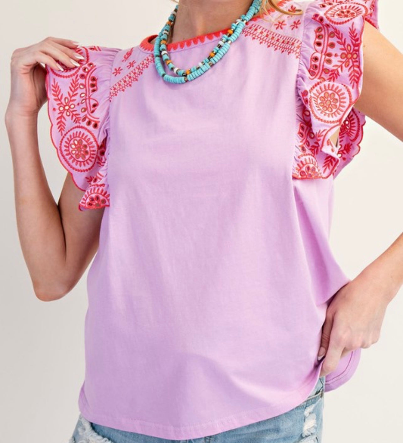 Lilac Rose Ruffle Top