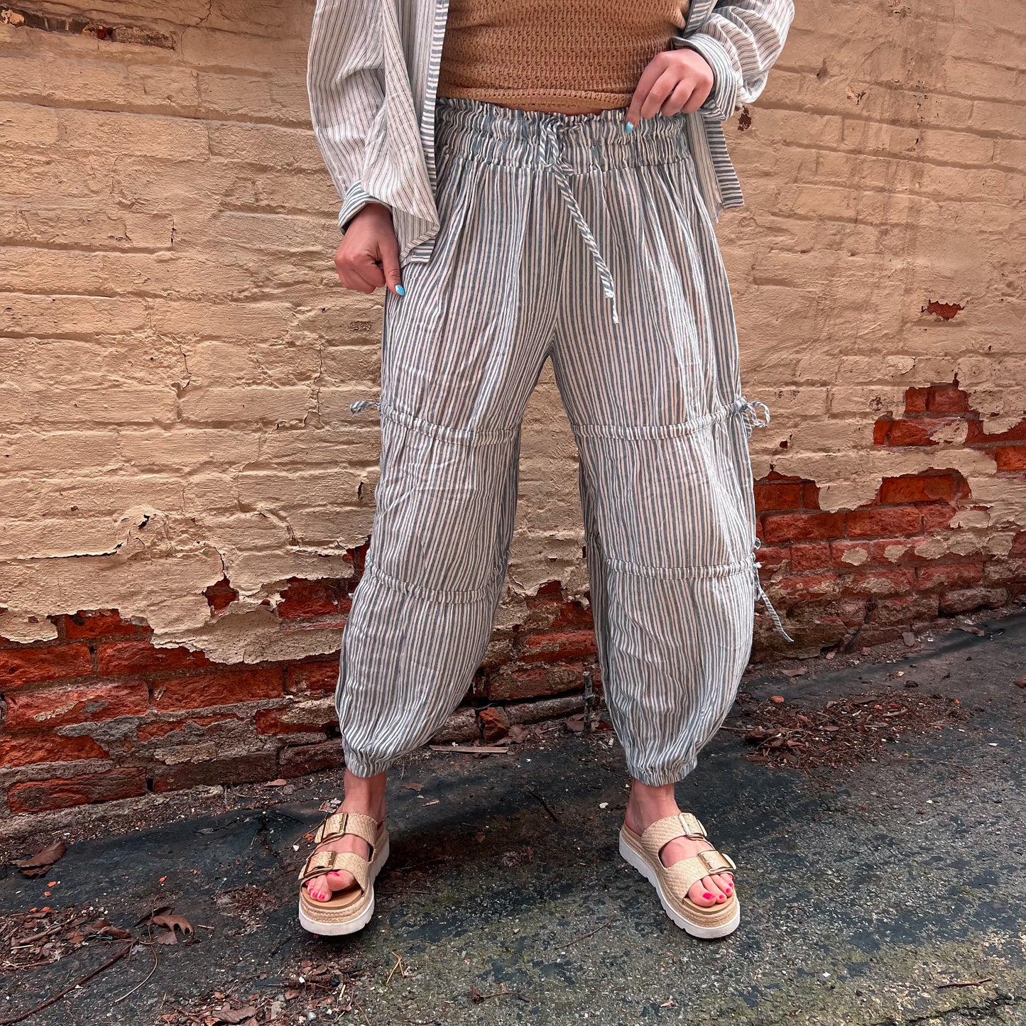 Saylor Stipe Balloon Jogger Pant