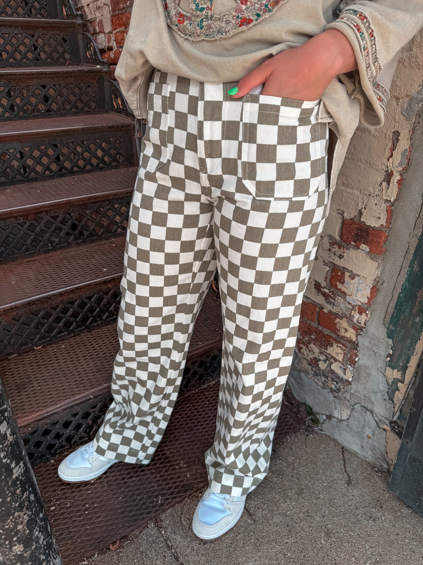 Sage Checkered pants
