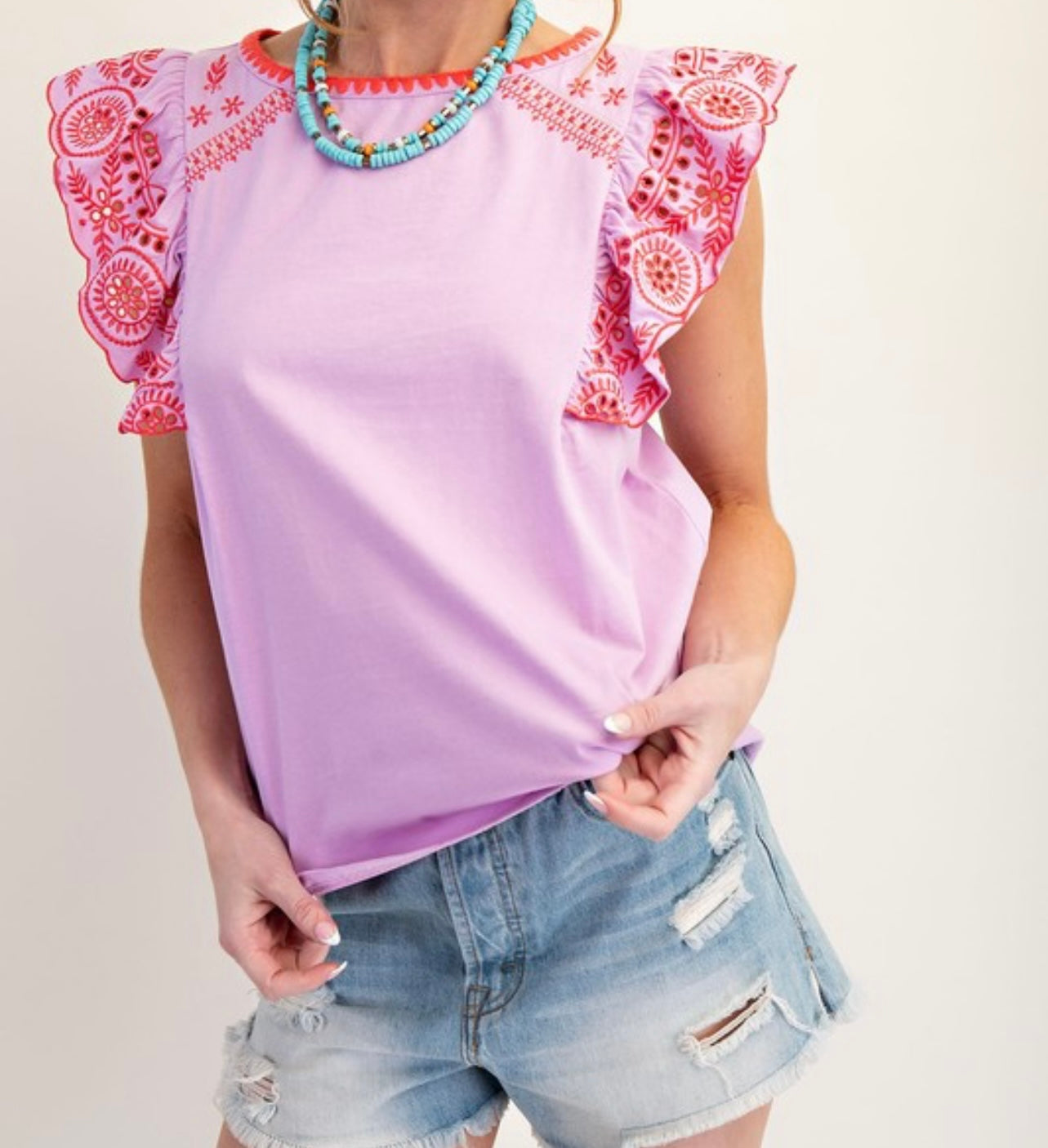 Lilac Rose Ruffle Top