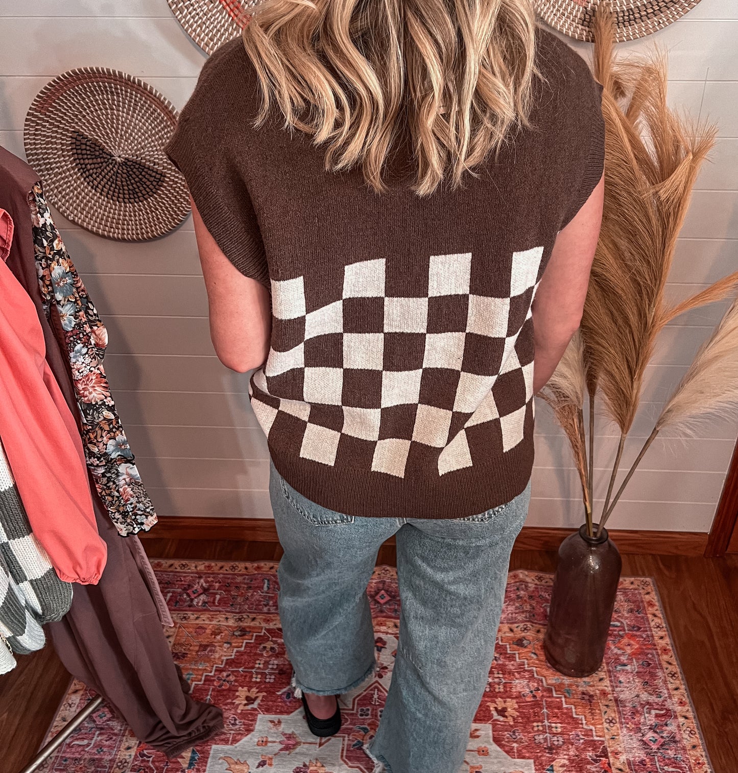 Mocha Checkered Vest