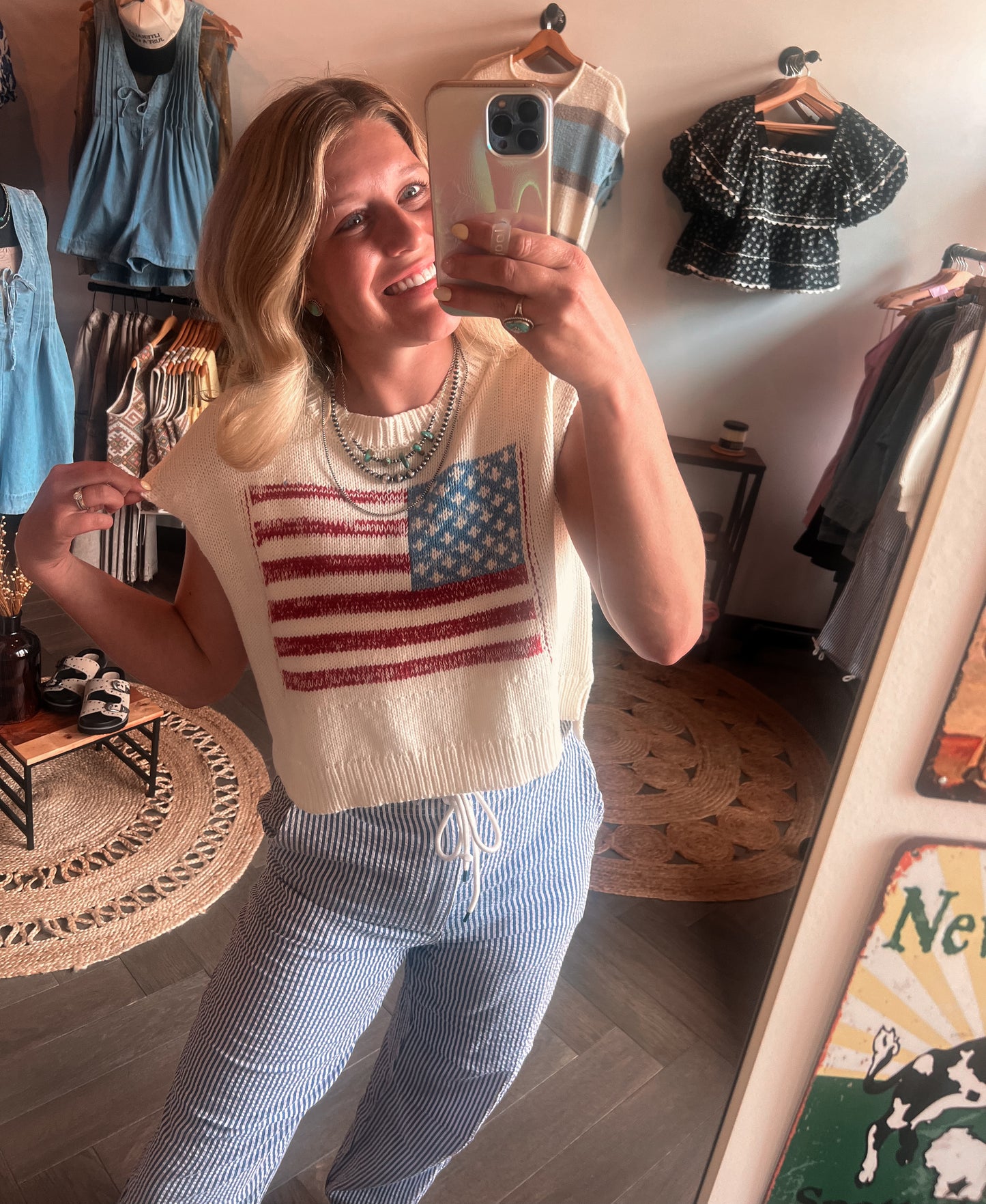 American Flag Pullover