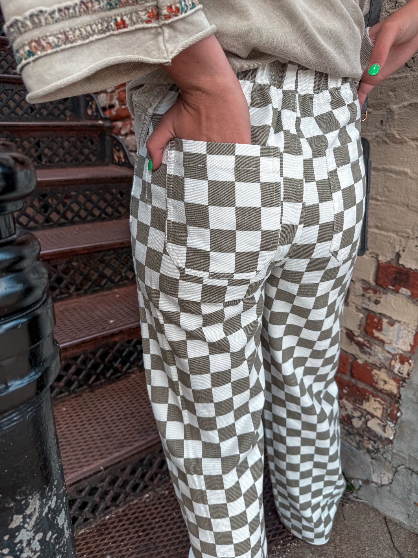 Sage Checkered pants