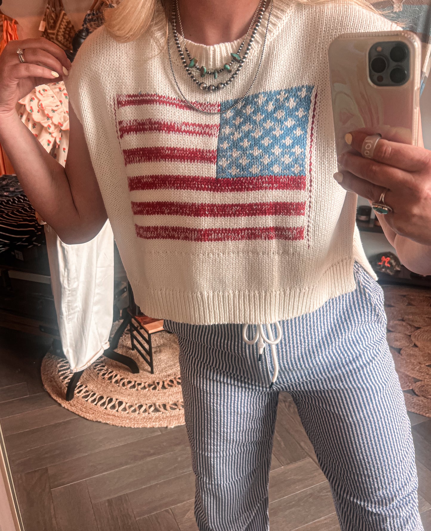 American Flag Pullover