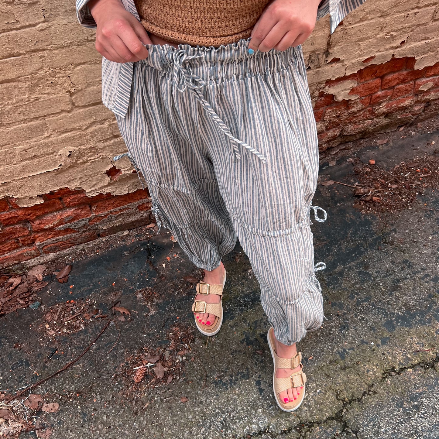 Saylor Stipe Balloon Jogger Pant