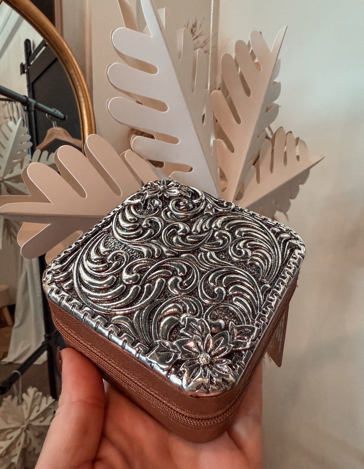 Western Metal Plate Jewelry Box