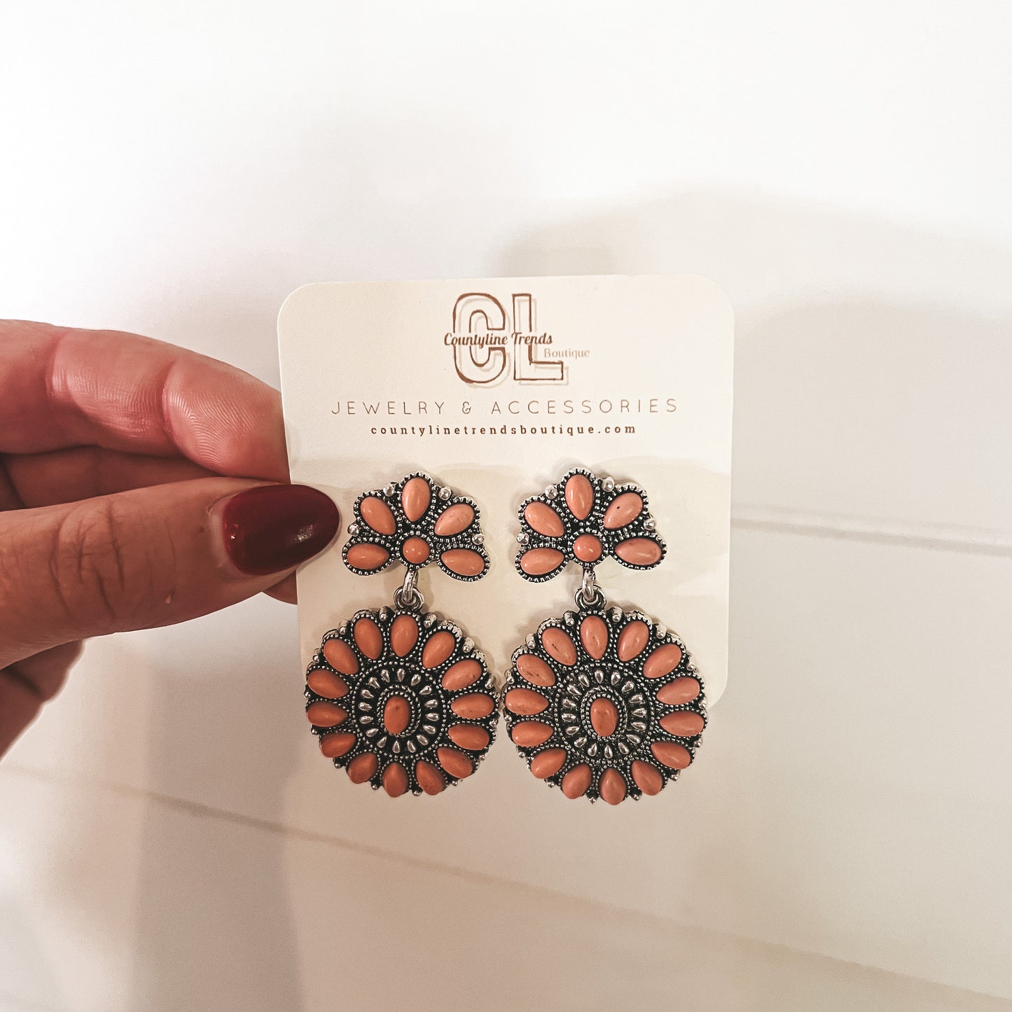 Pink Western Stone Earrings