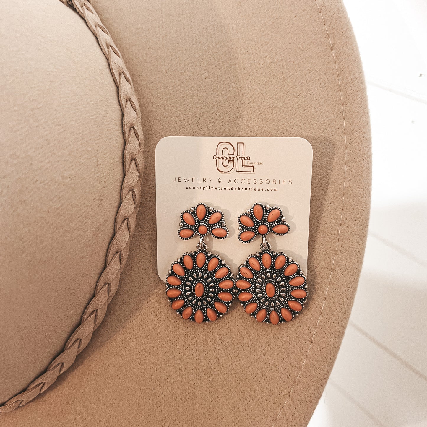 Pink Western Stone Earrings