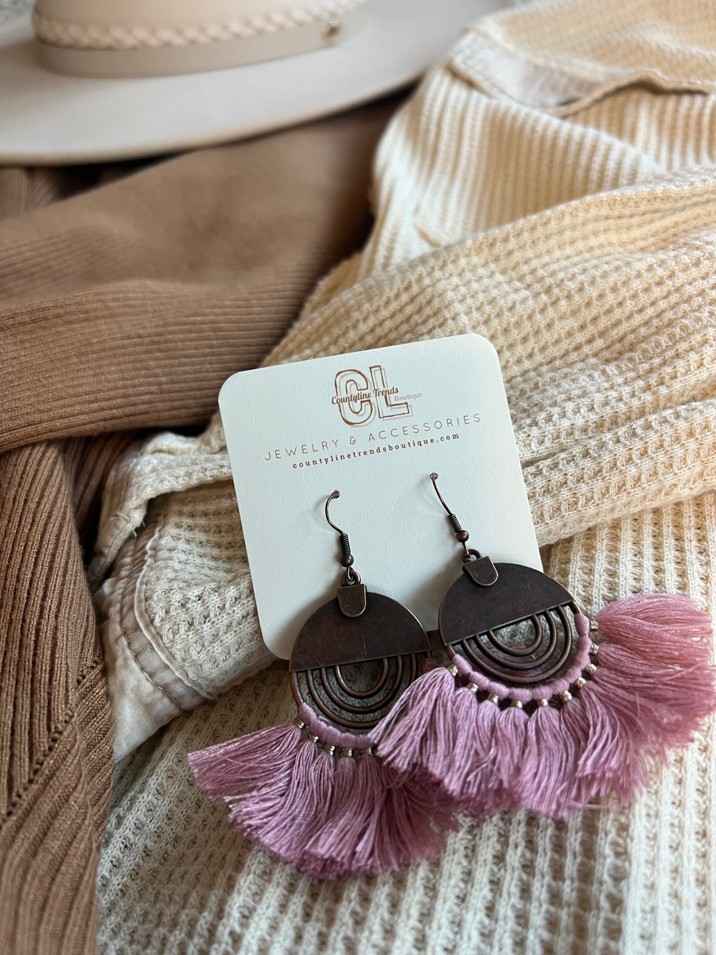 Baby Pink Boho Chic Earrings