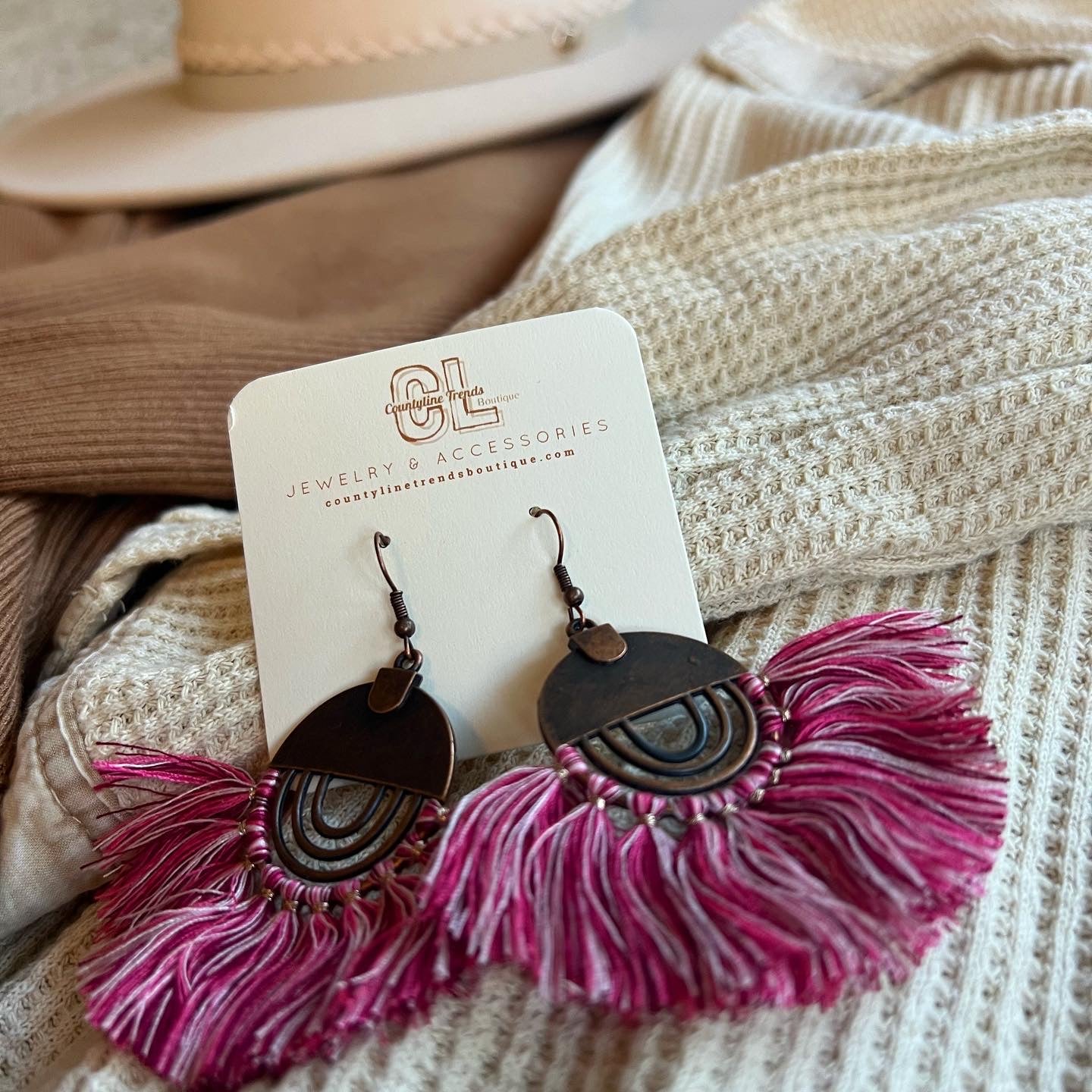 Multi Pink Boho Chic Earrings