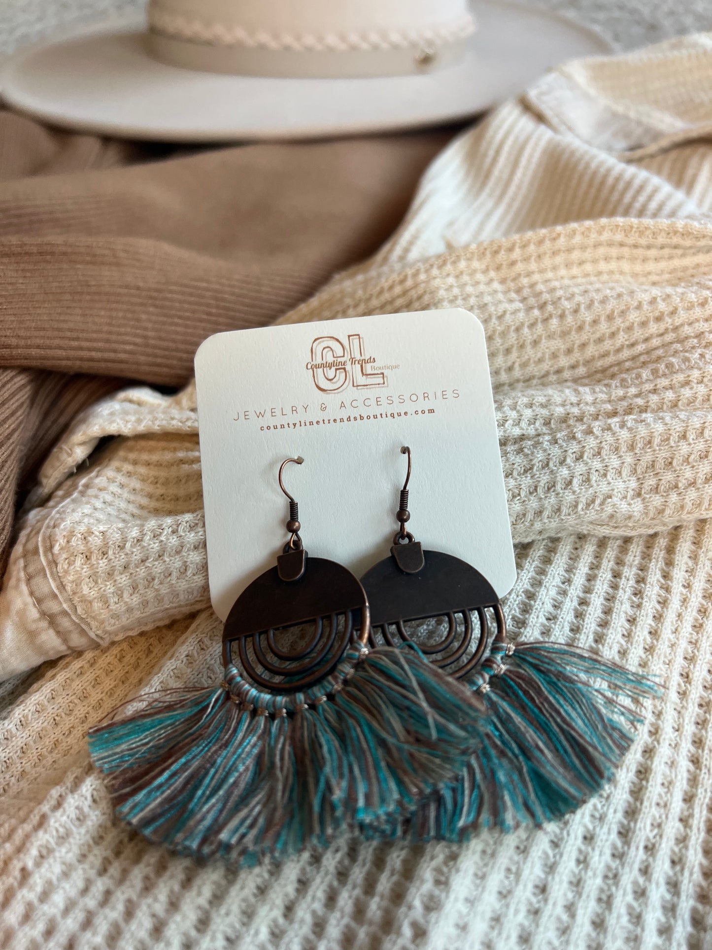 Multi Blue Boho Chic Earrings