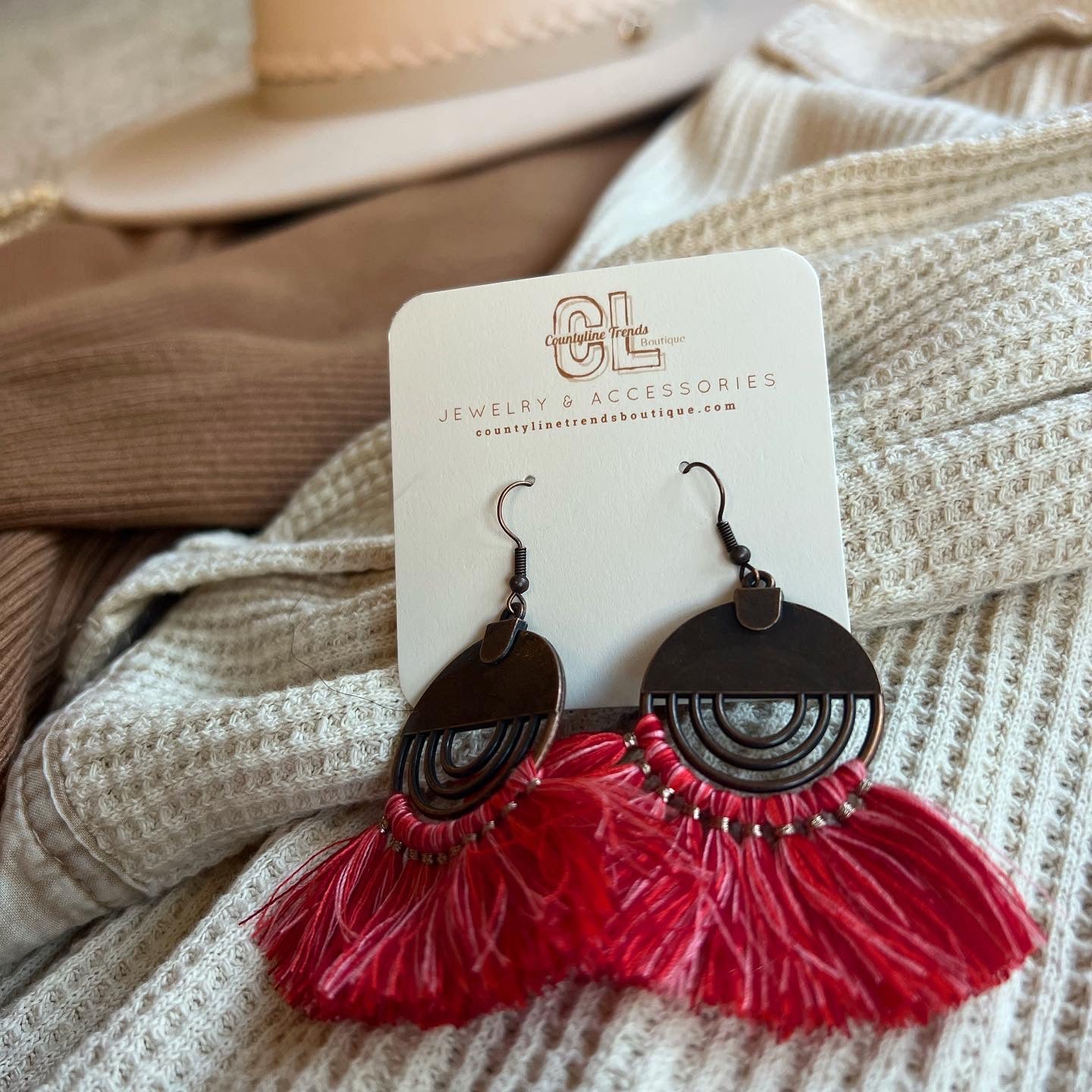 Red Boho Chic Earrings