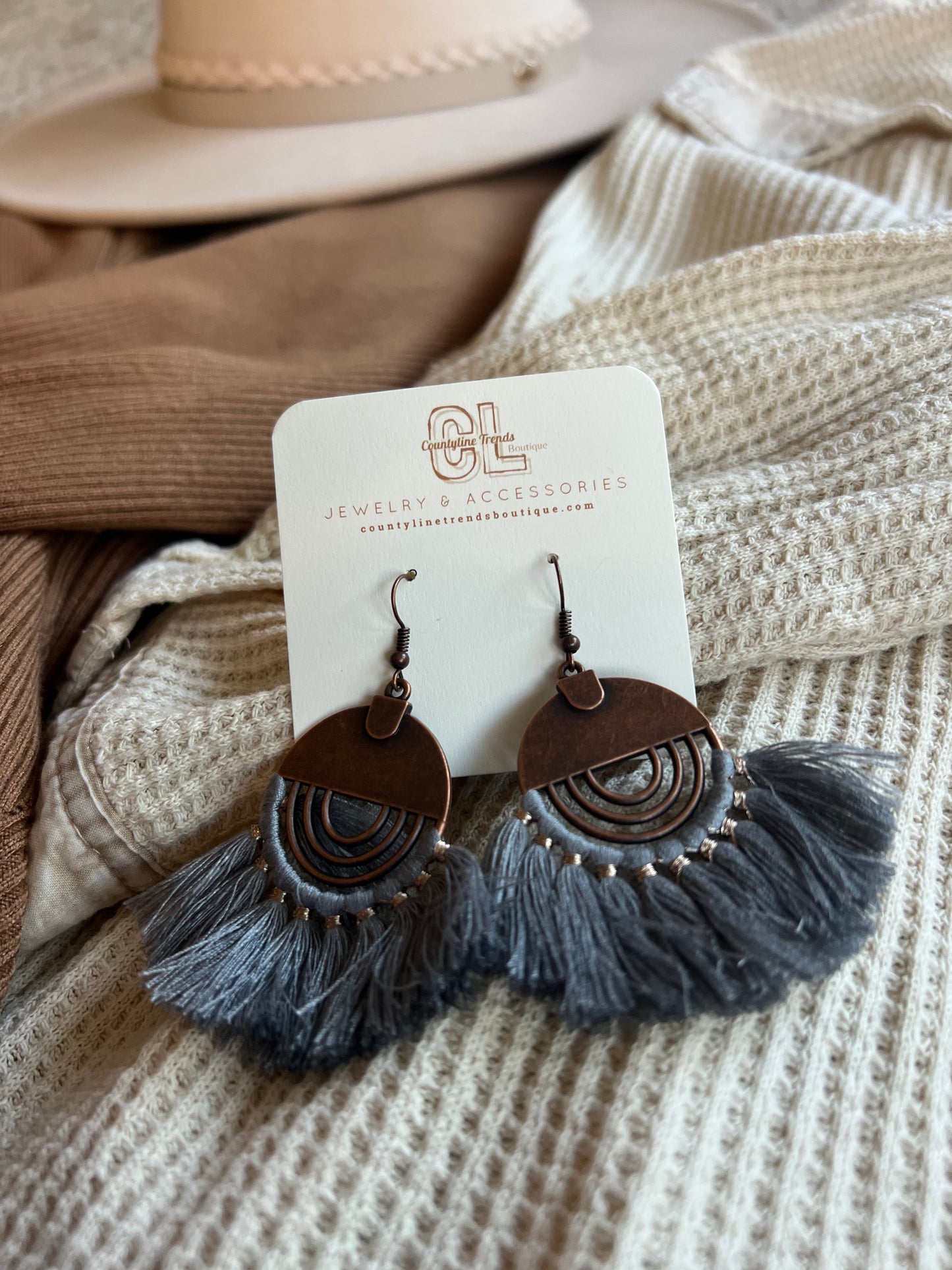 Gray Boho Chic Earrings
