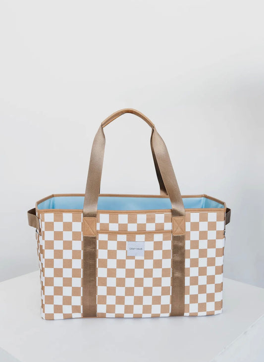 Checkered Tan Tote
