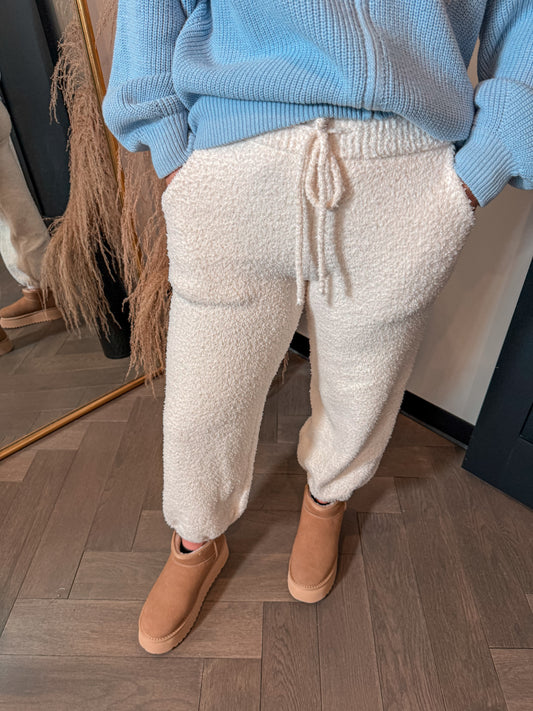 Cream Fuzzy Joggers