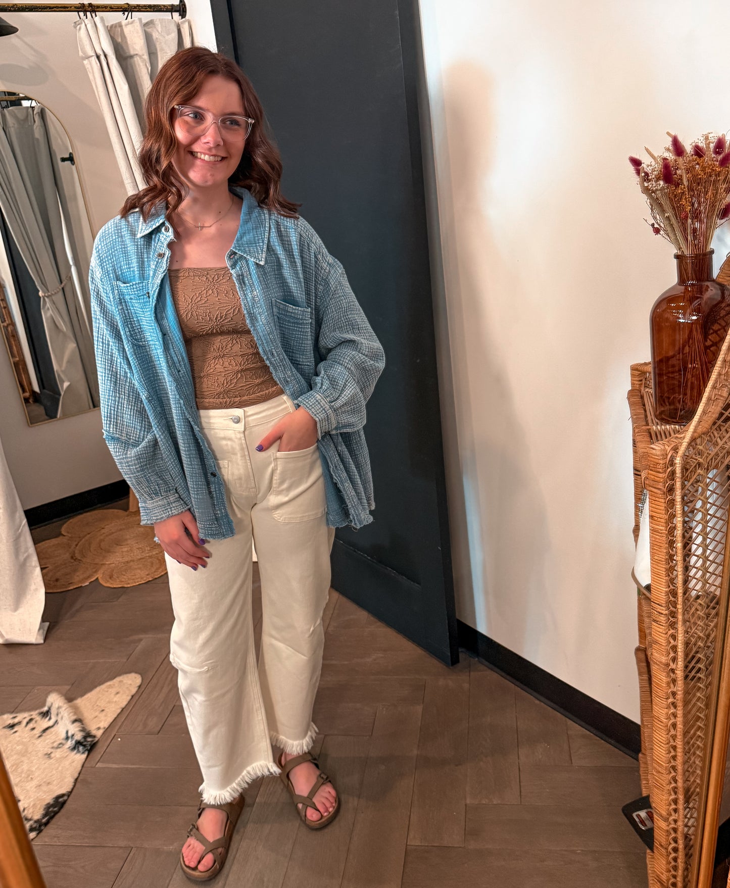 Washed Denim Button Down