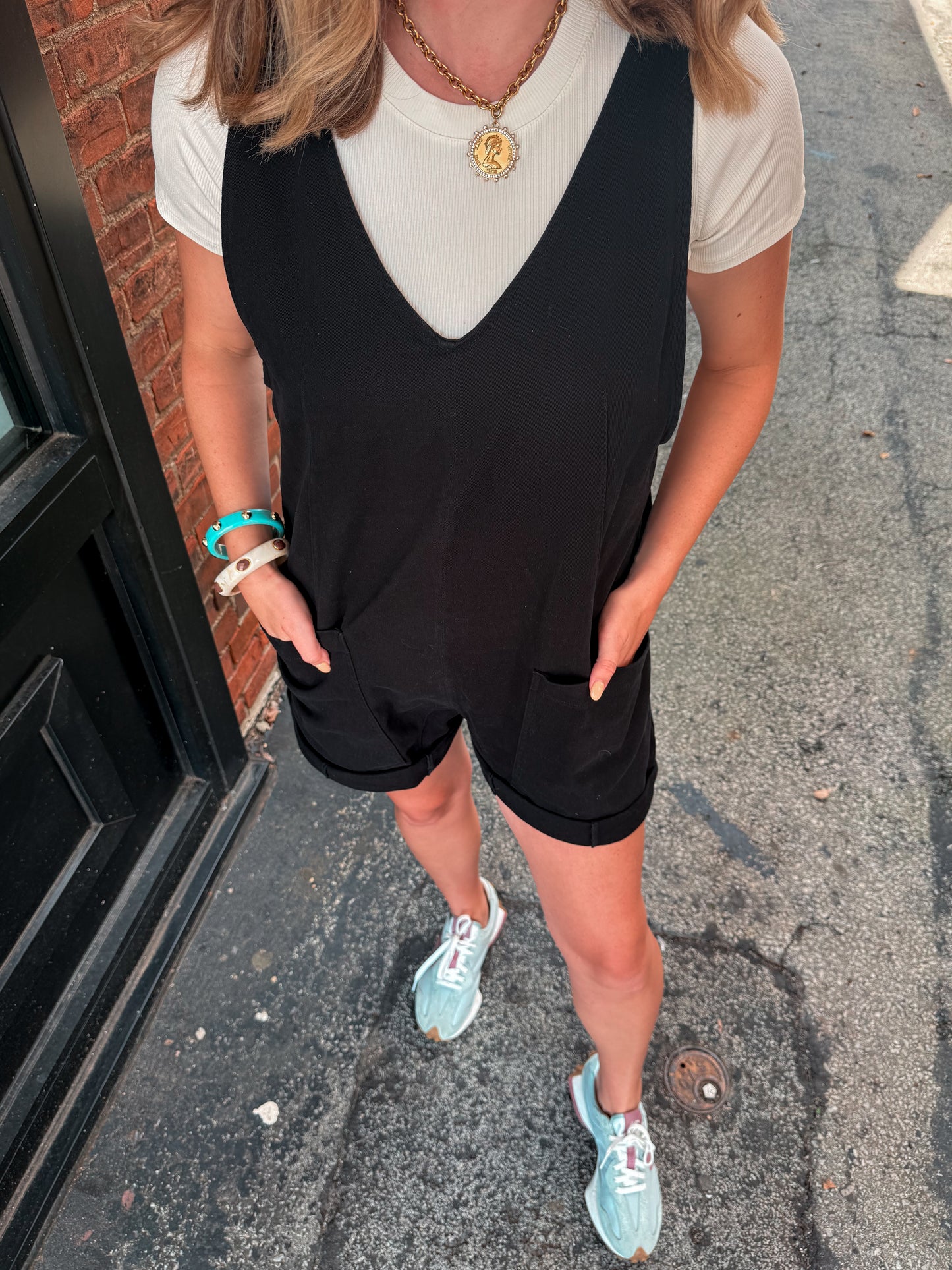 Black Denim Romper