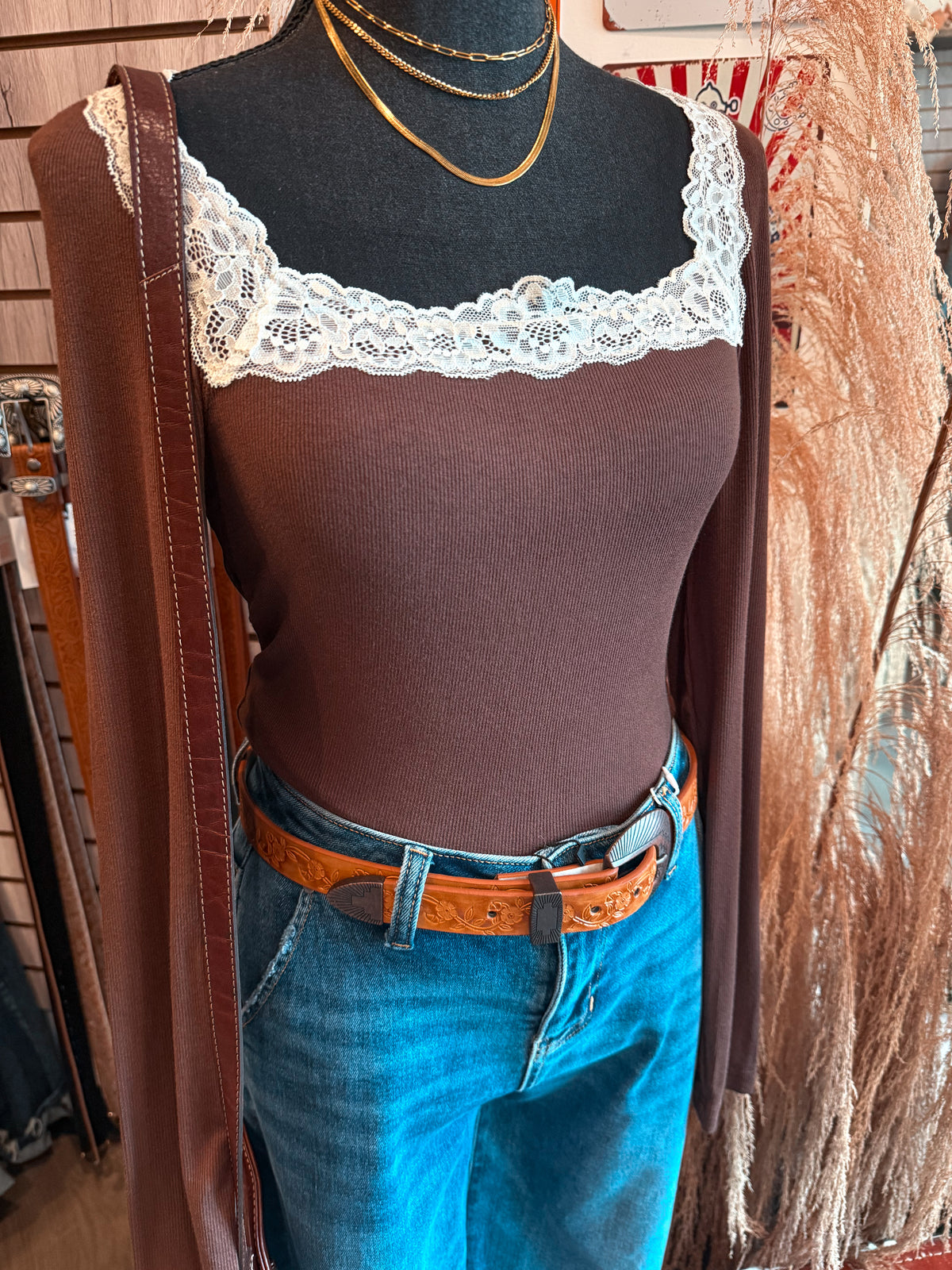 Rib Knit Lace Top