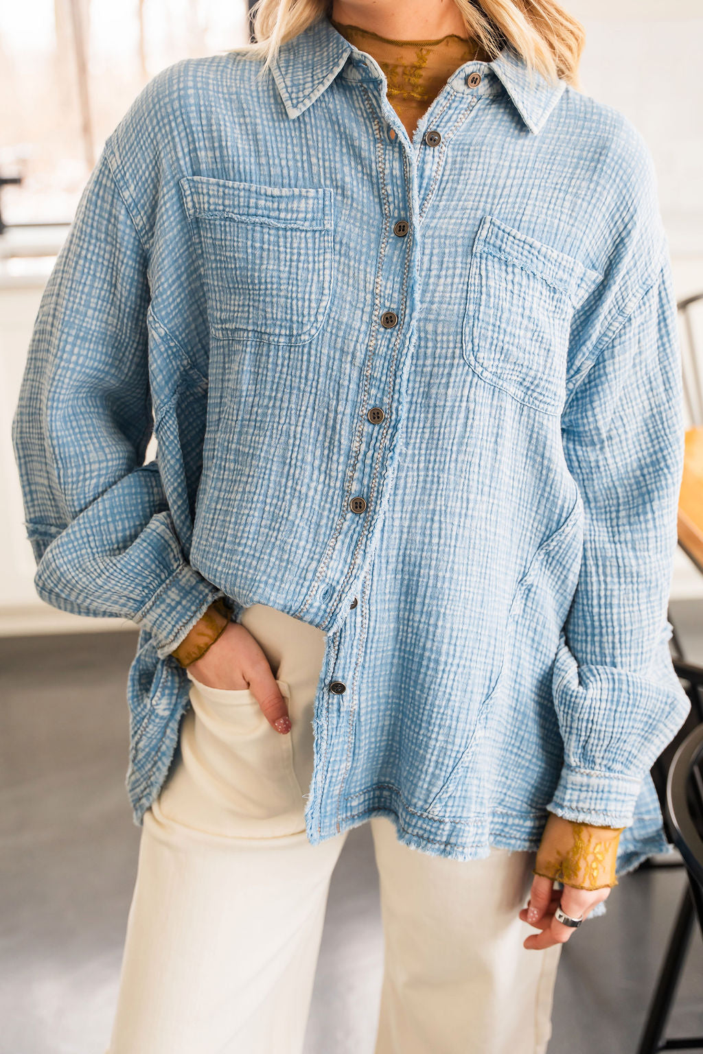 Washed Denim Button Down