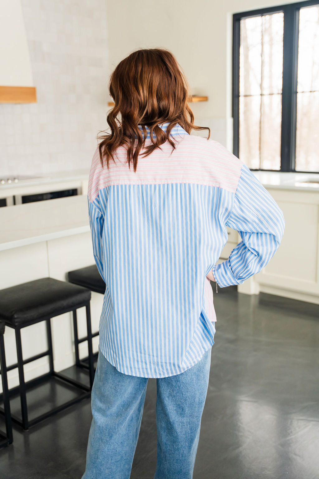 Bluey Pink Pin Stripe Button Down