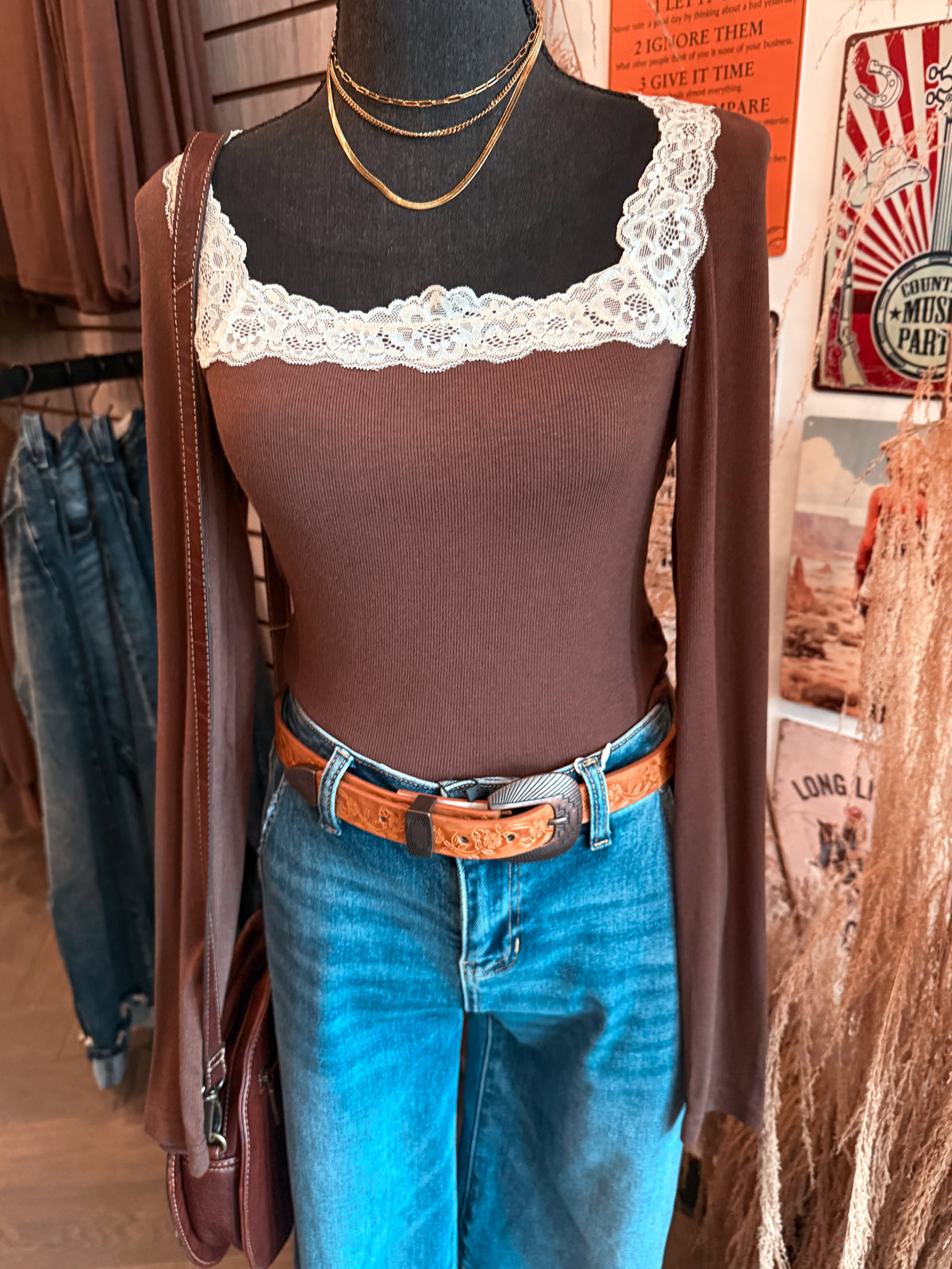 Rib Knit Lace Top
