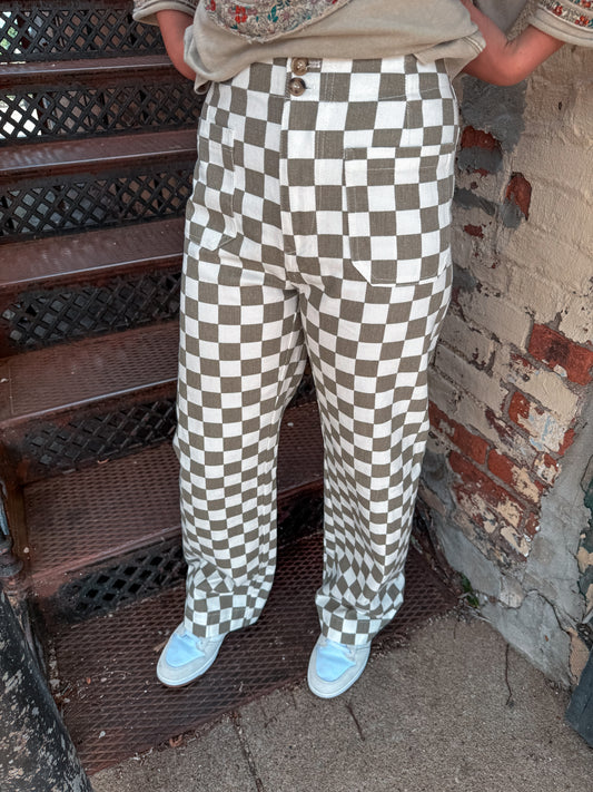 Sage Checkered pants
