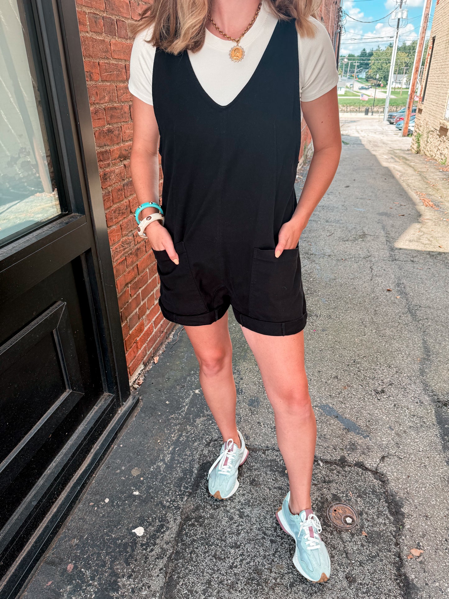 Black Denim Romper