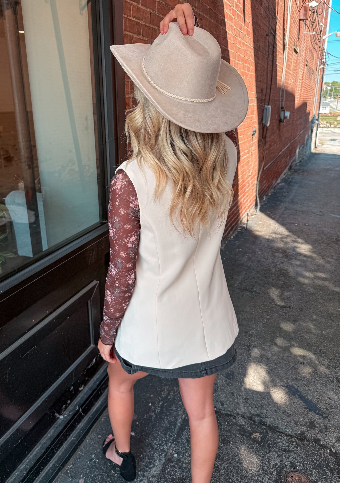 Cream Double Breasted Blazer Vest