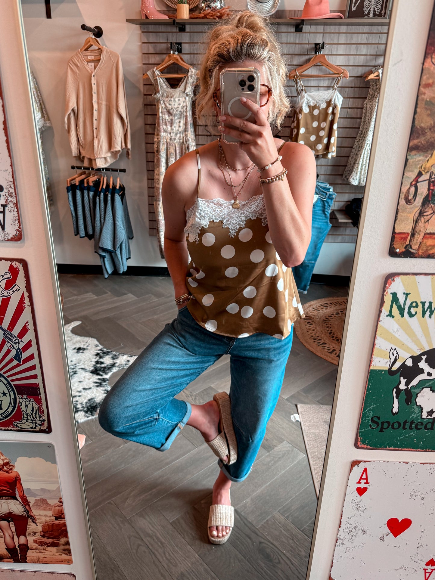 Polka Dot & Lace Cami