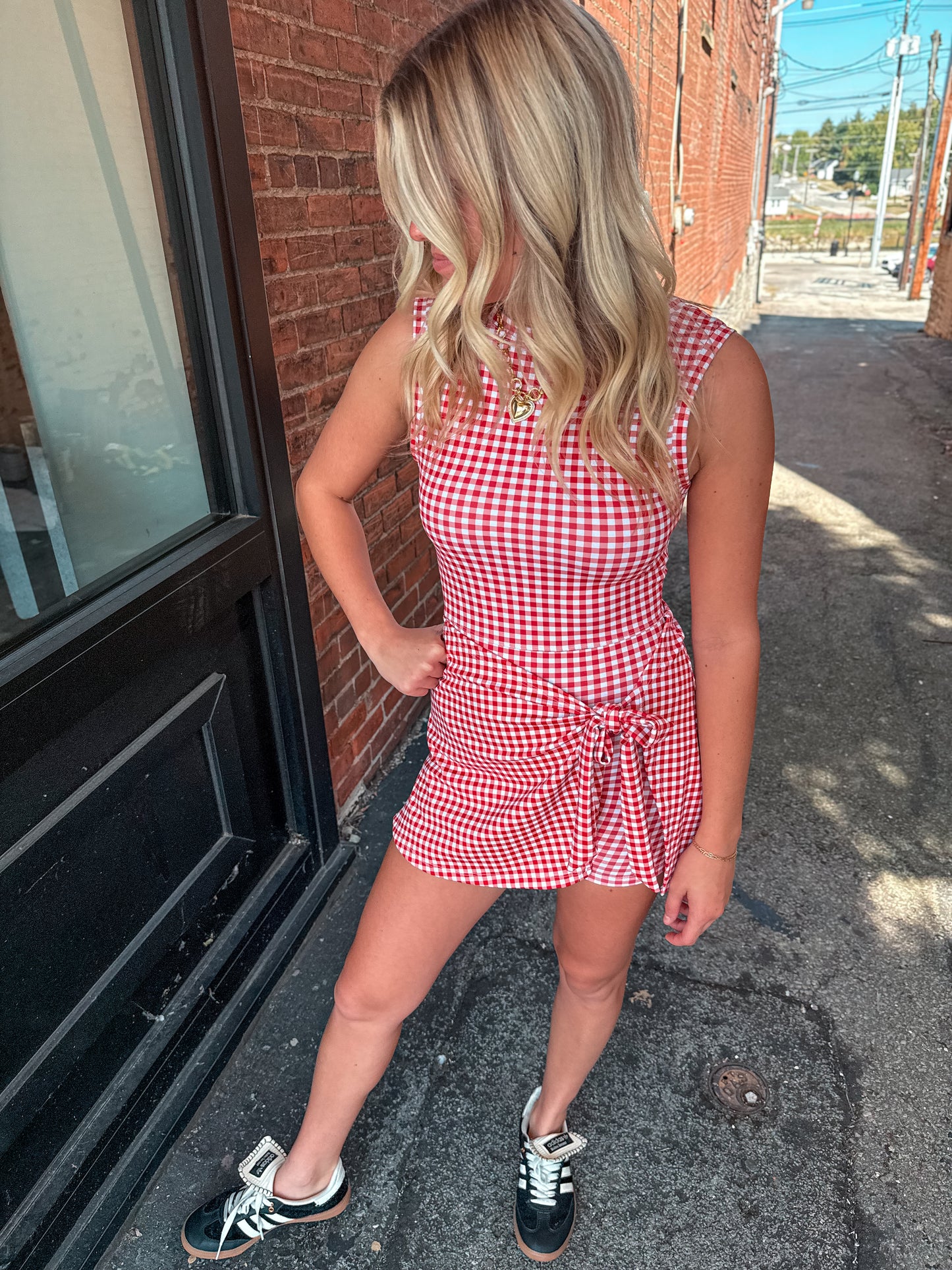 Red Gingham Activewear dress
