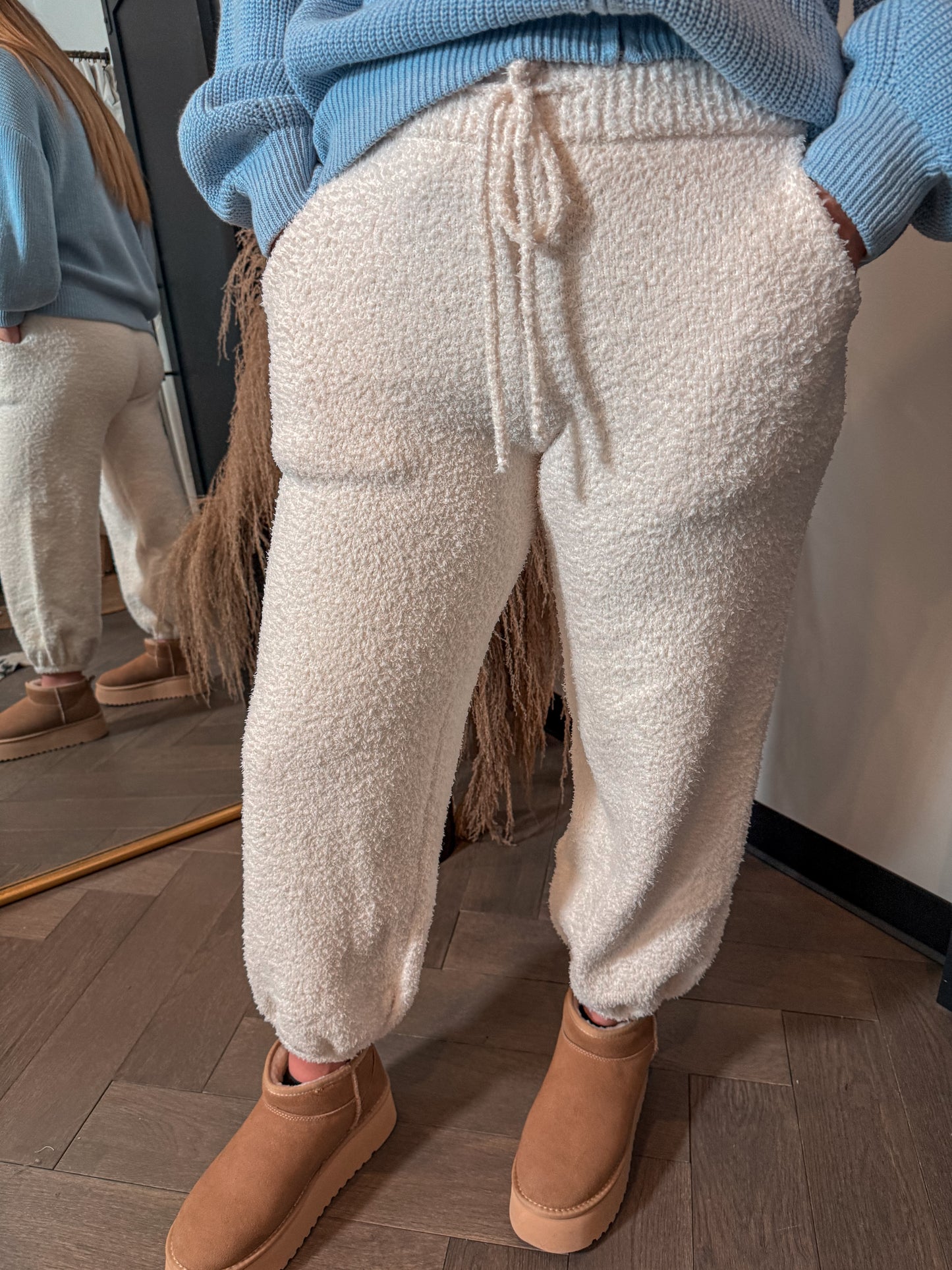 Cream Fuzzy Joggers