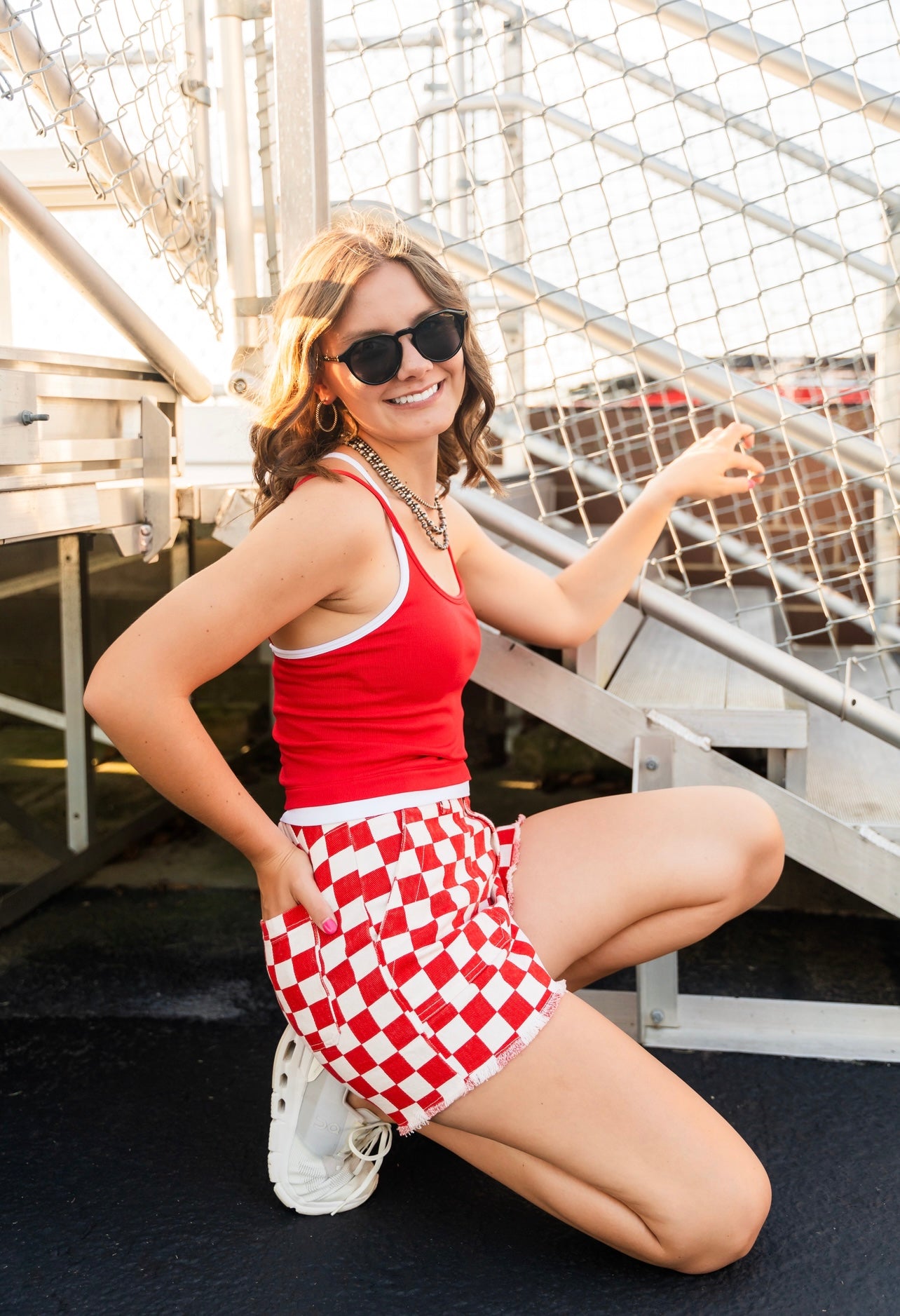 Red checker Shorts