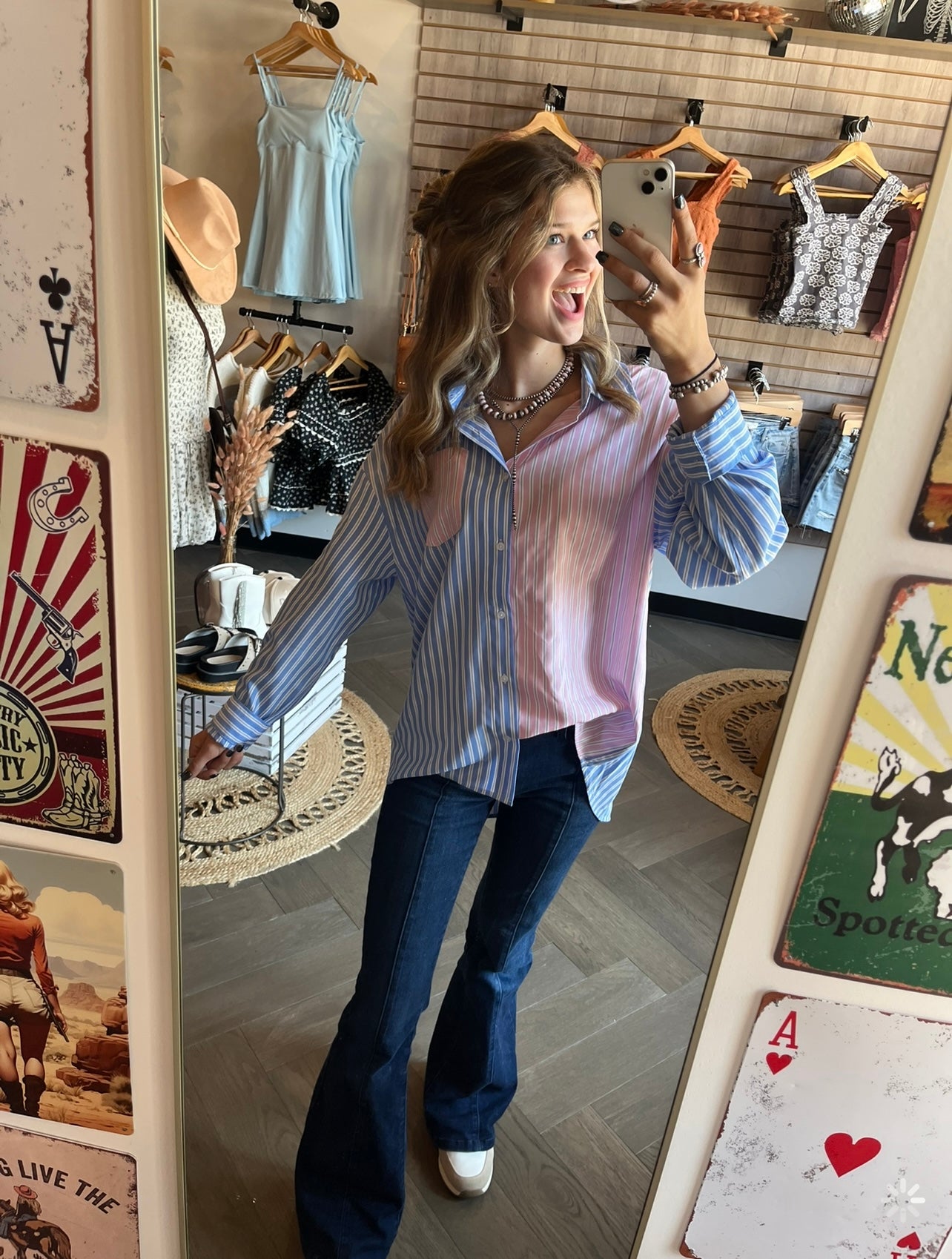 Bluey Pink Pin Stripe Button Down