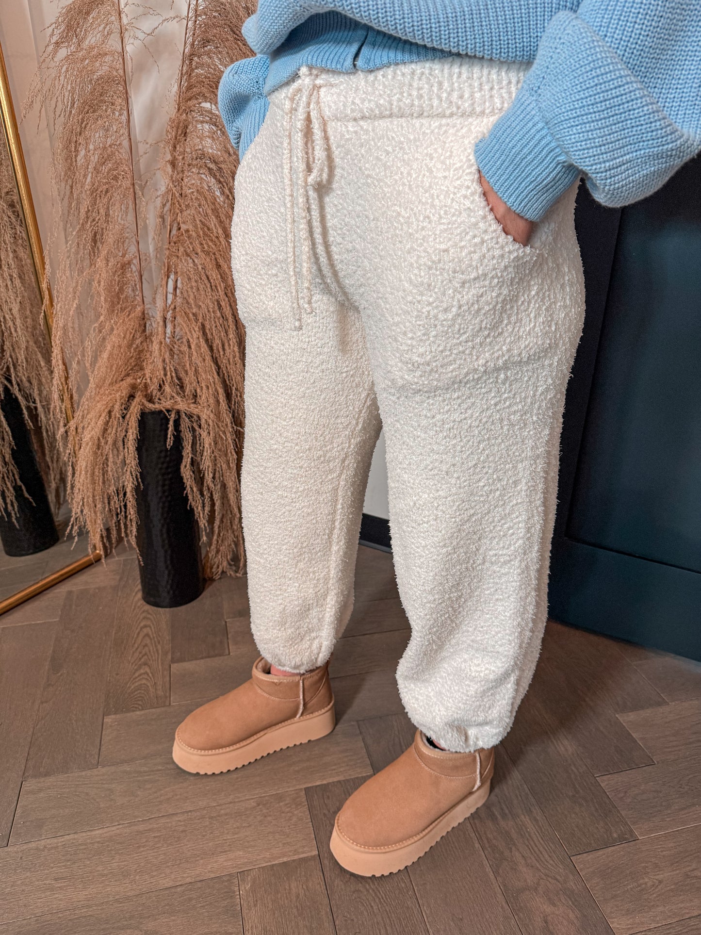 Cream Fuzzy Joggers