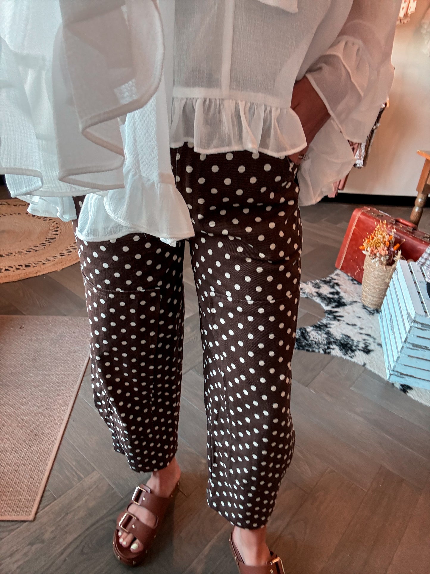 Brownie Polka Dot Barrel Jeans