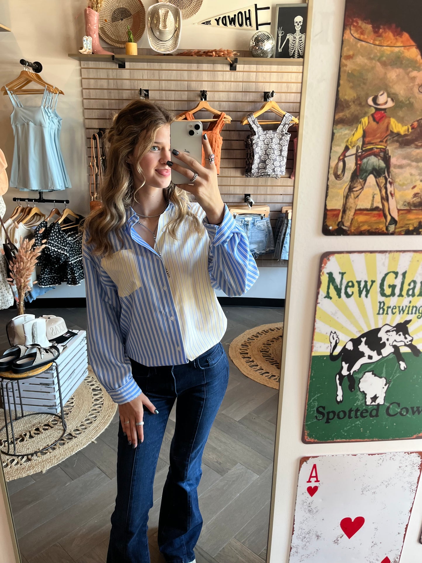 Bluey Pin Stripe Button Down