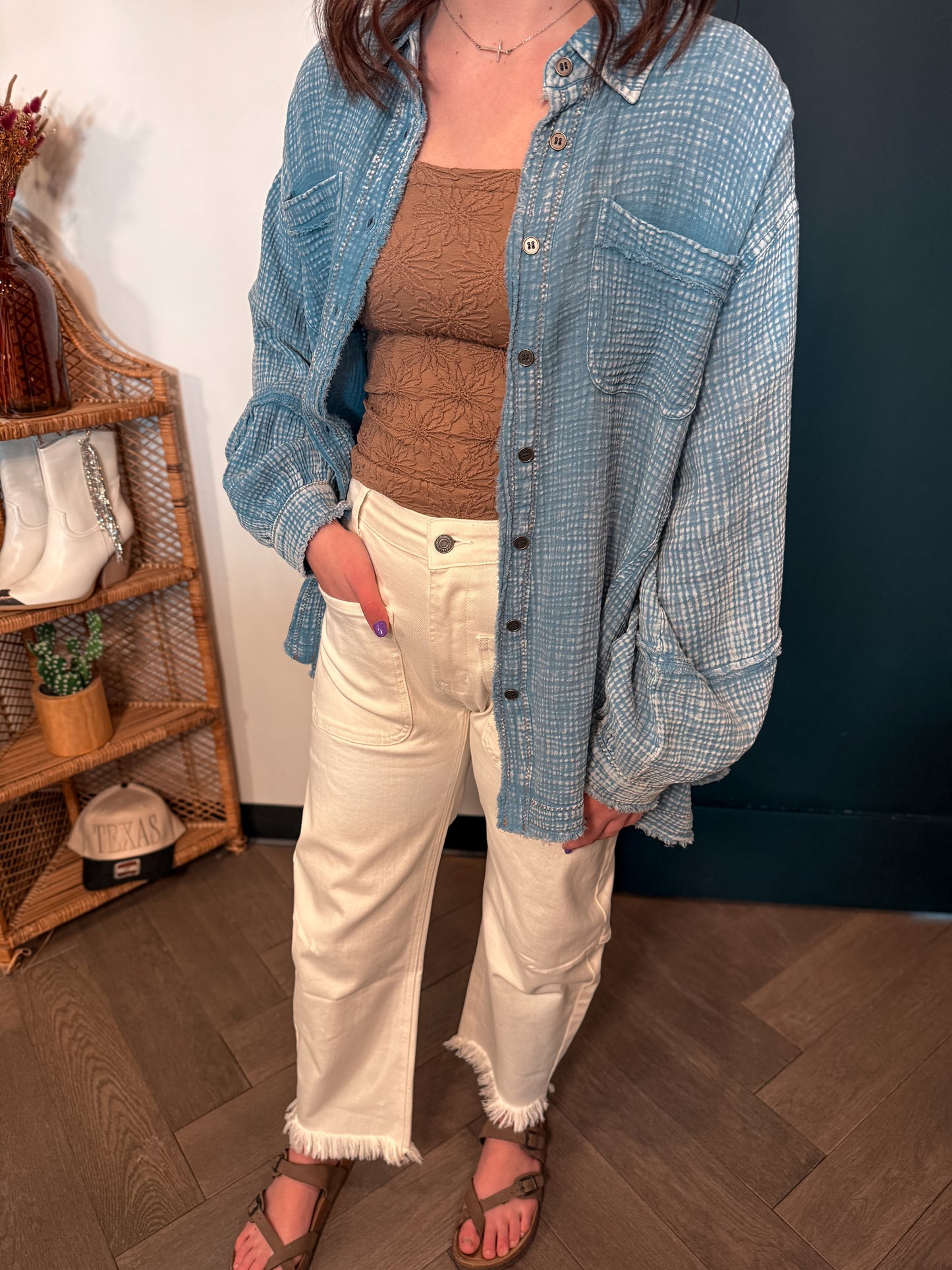 Washed Denim Button Down