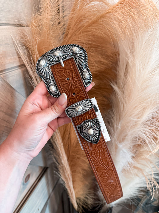 Texas Gal Floral Tooled Belt