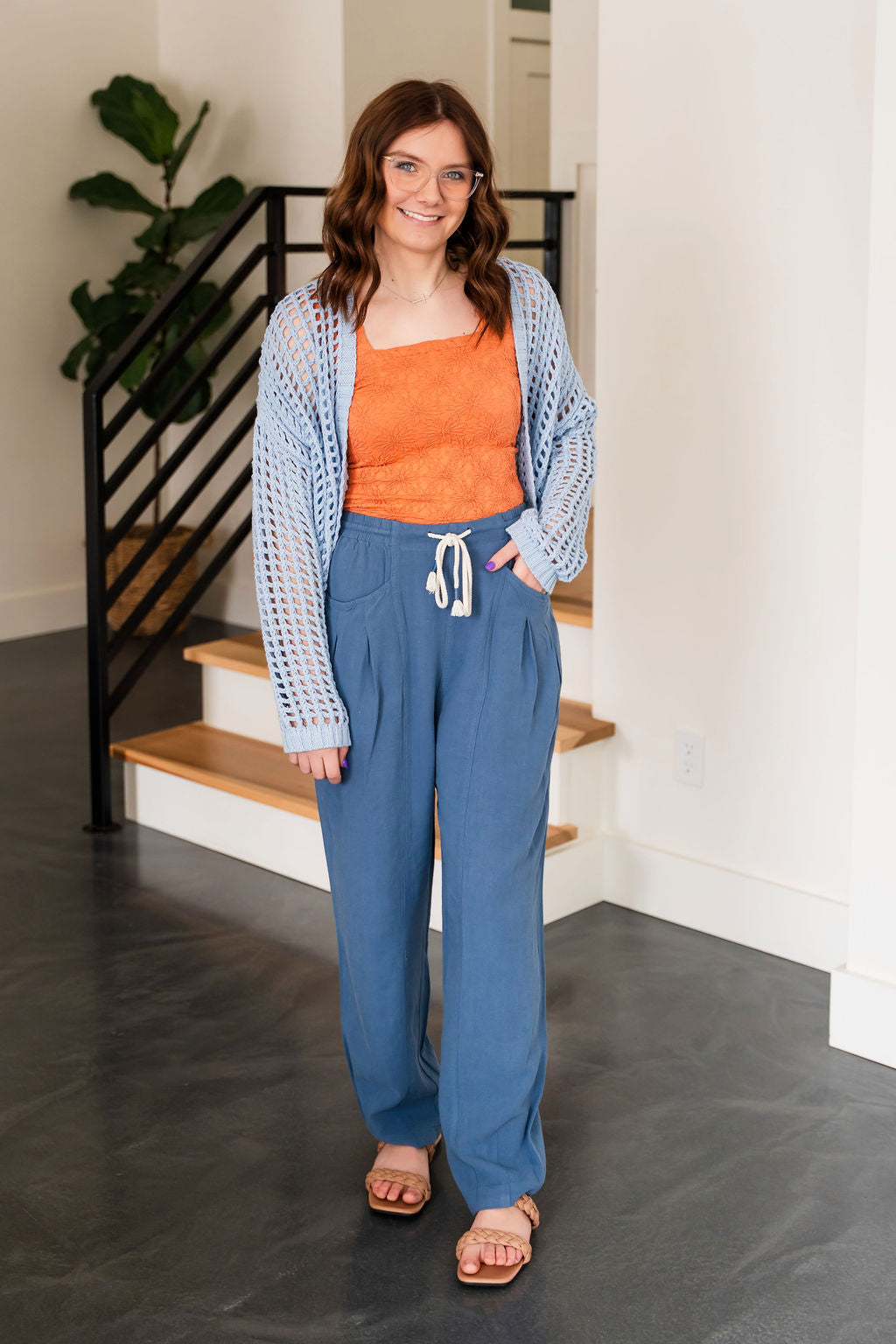 Denim Blue Linen Pants