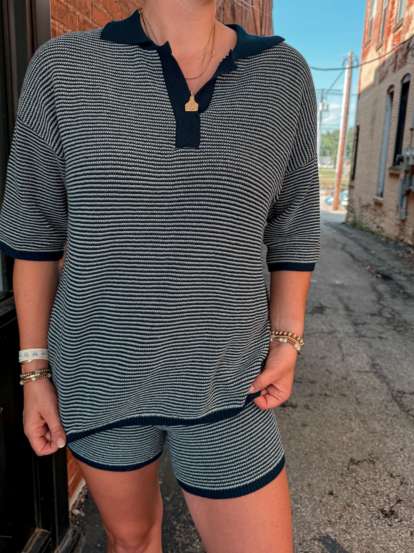Navy Costal Breeze Knit set