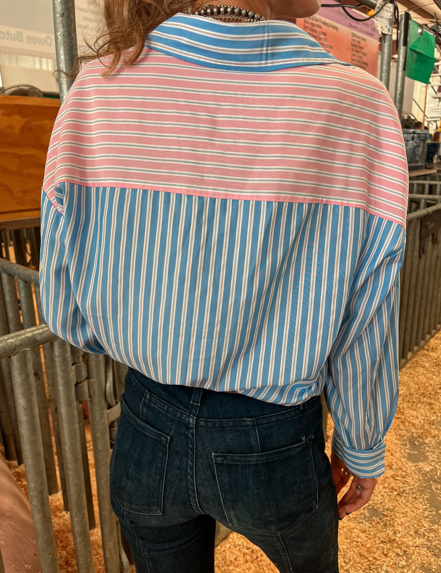 Bluey Pink Pin Stripe Button Down