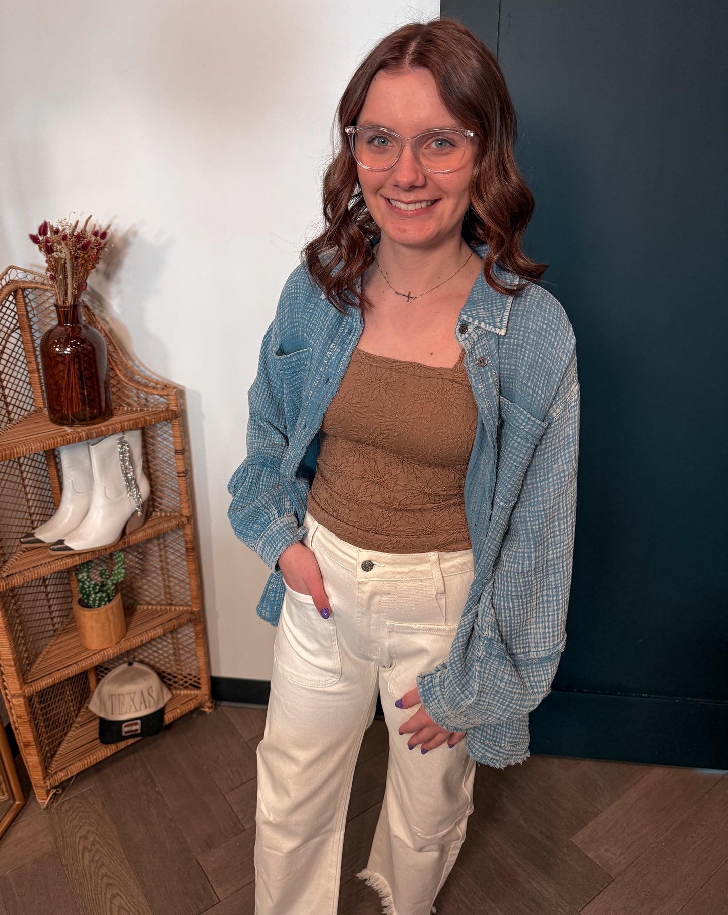 Washed Denim Button Down