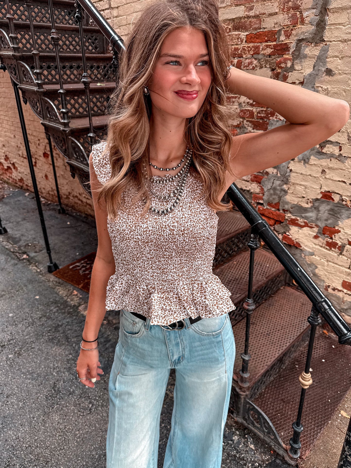 The Mocha With Ruffles Top