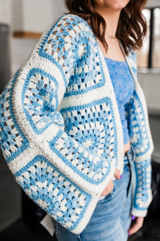 Endless Blue Crochet Cardigan