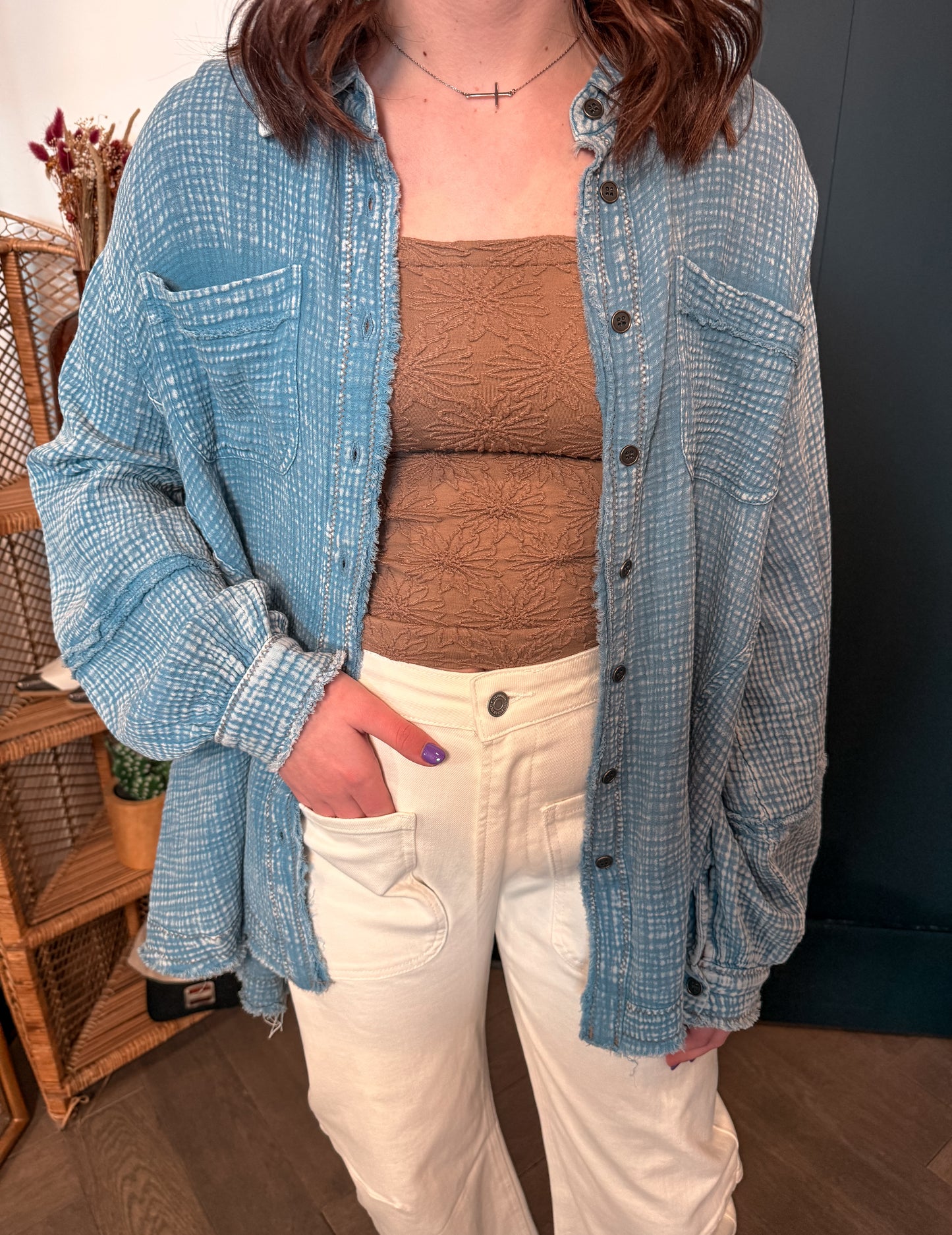 Washed Denim Button Down